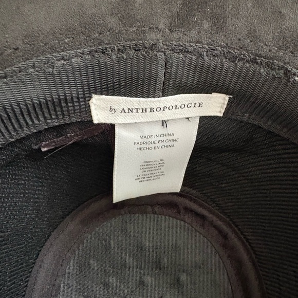 Anthropologie Black Suede Studded Hat